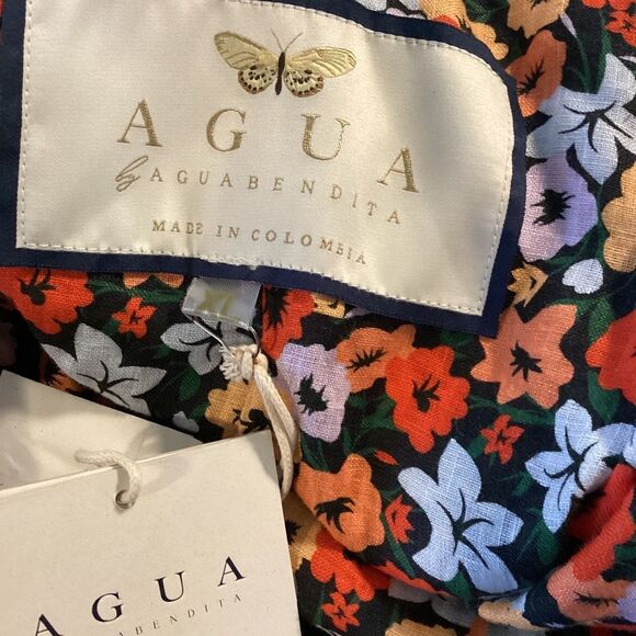 Agua by Agua BenditaTumbao Ruffled floral Linen Mini Dress Size  XL - Picture 12 of 14